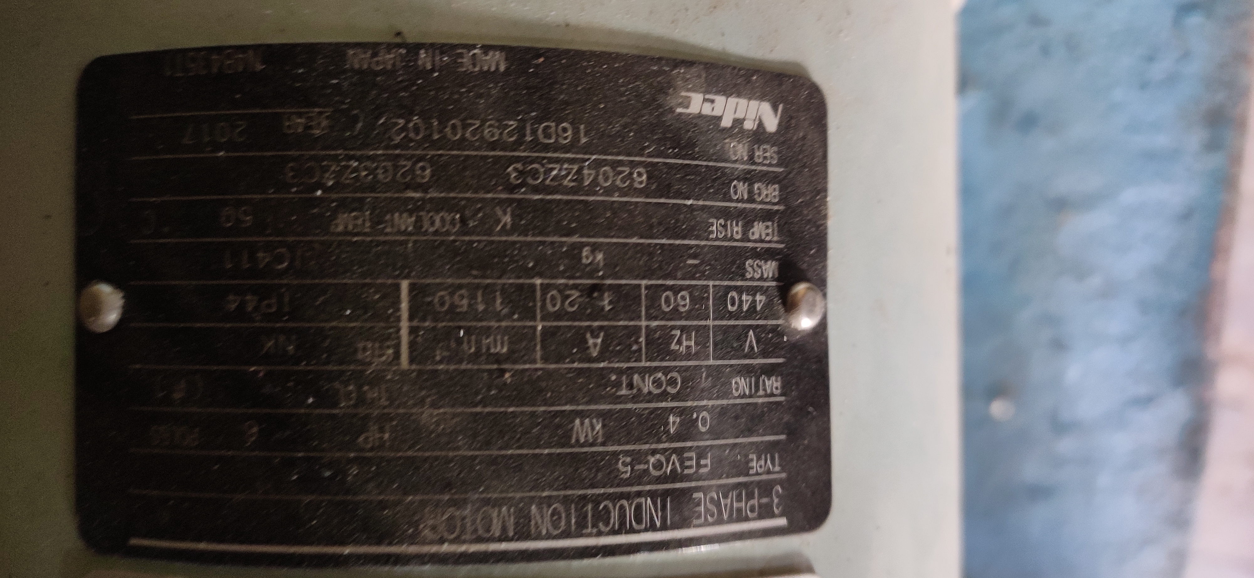 Nidec FEVQ-5 0.4kW 3-phase induction motor - Image 2